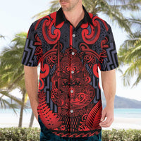 Custom New Zealand Taiaha Maori Hawaiian Shirt Whero Minimalist Silver Fern Tukutuku Motif