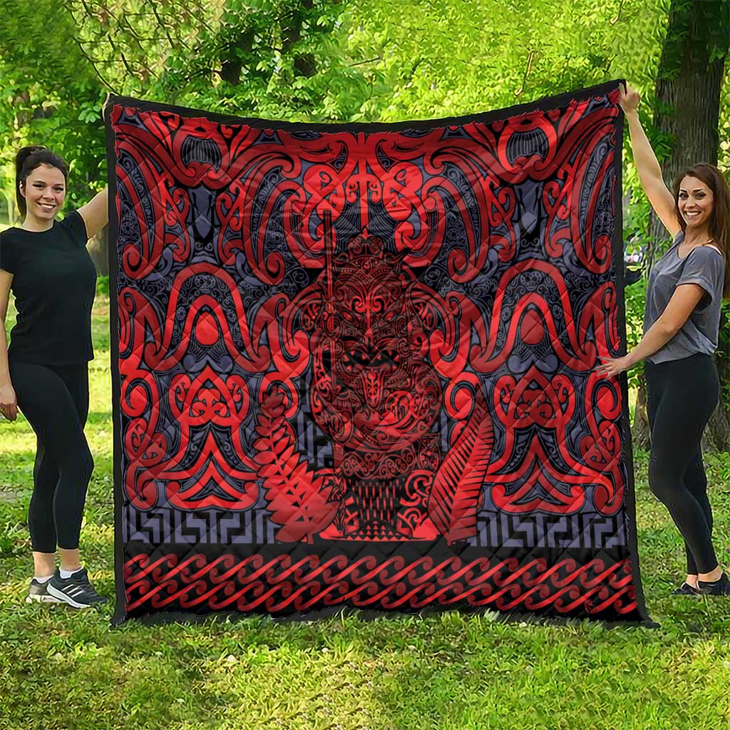 New Zealand Taiaha Maori Quilt Whero Minimalist Silver Fern Tukutuku Motif