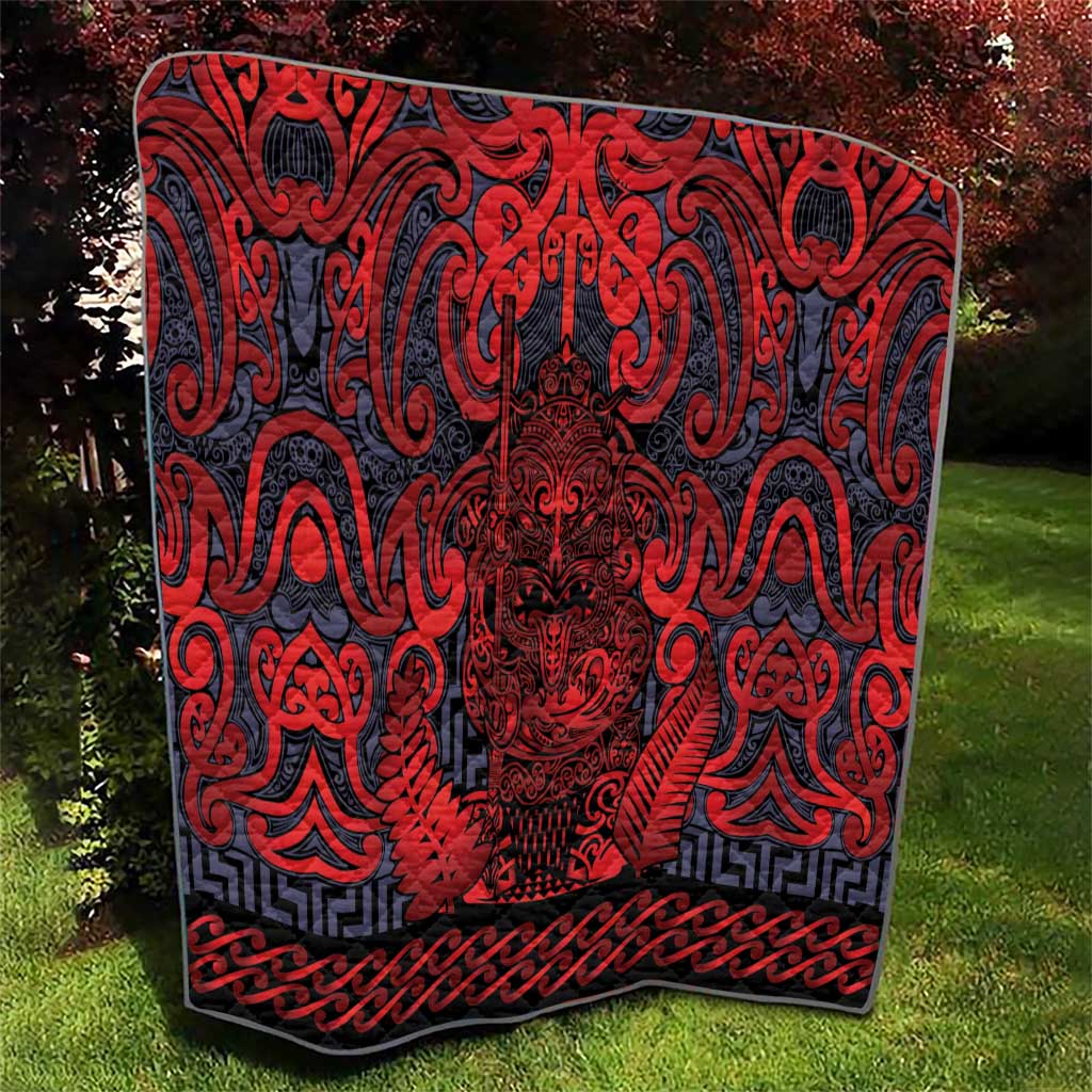 New Zealand Taiaha Maori Quilt Whero Minimalist Silver Fern Tukutuku Motif