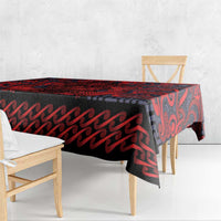 New Zealand Taiaha Maori Tablecloth Whero Minimalist Silver Fern Tukutuku Motif
