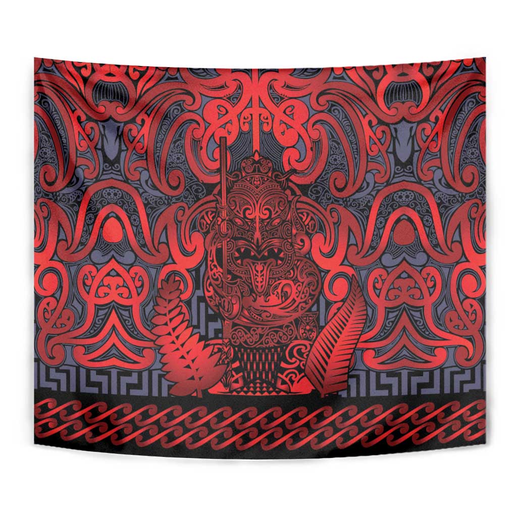 New Zealand Taiaha Maori Tapestry Whero Minimalist Silver Fern Tukutuku Motif