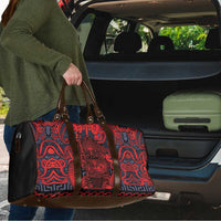 New Zealand Taiaha Maori Travel Bag Whero Minimalist Silver Fern Tukutuku Motif