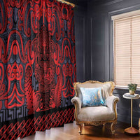 New Zealand Taiaha Maori Window Curtain Whero Minimalist Silver Fern Tukutuku Motif