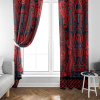 New Zealand Taiaha Maori Window Curtain Whero Minimalist Silver Fern Tukutuku Motif
