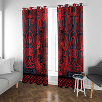 New Zealand Taiaha Maori Window Curtain Whero Minimalist Silver Fern Tukutuku Motif