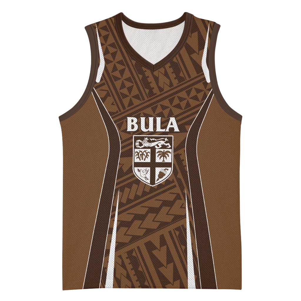 Custom Oceania Football Bula Fiji Basketball Jersey Polynesian Tribal Pattern LT9 Unisex Brown - Polynesian Pride