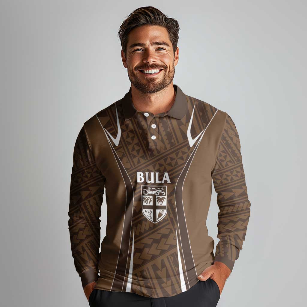 Custom Oceania Football Bula Fiji Long Sleeve Polo Shirt Polynesian Tribal Pattern LT9 - Polynesian Pride