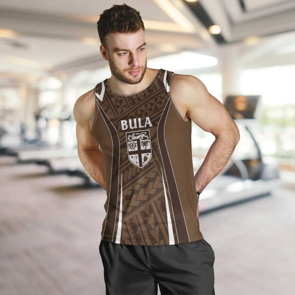 Custom Oceania Football Bula Fiji Men Tank Top Polynesian Tribal Pattern LT9 Brown - Polynesian Pride