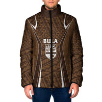 Custom Oceania Football Bula Fiji Padded Jacket Polynesian Tribal Pattern LT9 Men Brown - Polynesian Pride