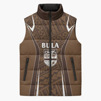 Custom Oceania Football Bula Fiji Sleeveless Puffer Jacket Polynesian Tribal Pattern LT9 Unisex Brown - Polynesian Pride