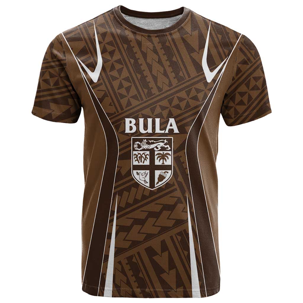Custom Oceania Football Bula Fiji T Shirt Polynesian Tribal Pattern LT9 Brown - Polynesian Pride