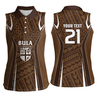 Custom Oceania Football Bula Fiji Women Sleeveless Polo Shirt Polynesian Tribal Pattern