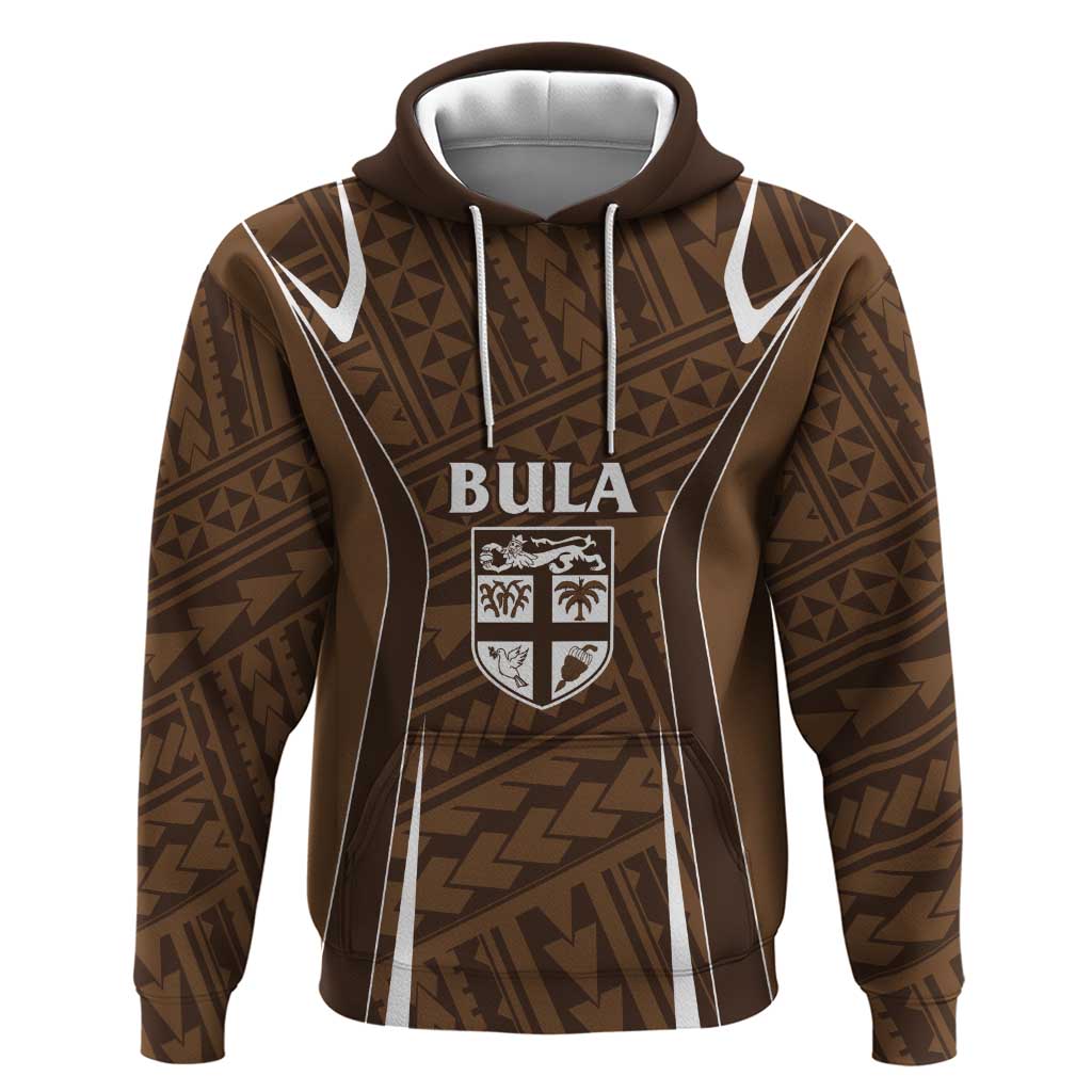 Custom Oceania Football Bula Fiji Zip Hoodie Polynesian Tribal Pattern LT9 Pullover Hoodie Brown - Polynesian Pride