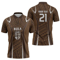 Custom Oceania Football Bula Fiji Zipper Polo Shirt Polynesian Tribal Pattern LT9 - Polynesian Pride