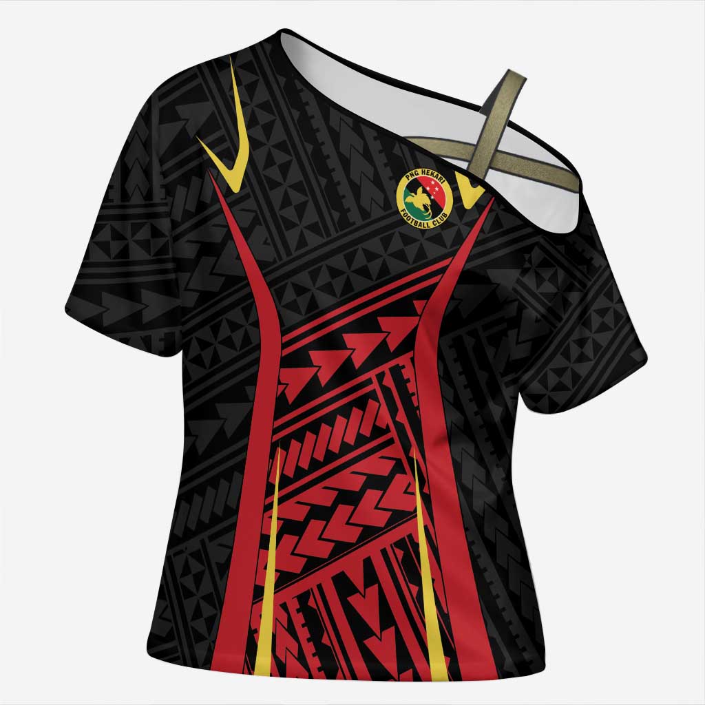 Custom Oceania Football Papua New Guinea Cross Shoulder Shirt Polynesian Tribal Pattern LT9 Female Red - Polynesian Pride