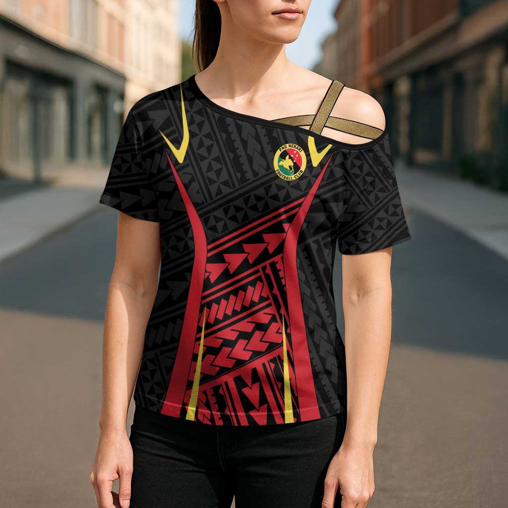 Custom Oceania Football Papua New Guinea Cross Shoulder Shirt Polynesian Tribal Pattern LT9 - Polynesian Pride