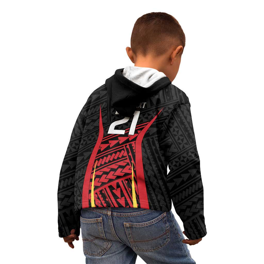 Custom Oceania Football Papua New Guinea Kid Hoodie Polynesian Tribal Pattern