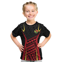 Custom Oceania Football Papua New Guinea Kid T Shirt Polynesian Tribal Pattern LT9 Red - Polynesian Pride
