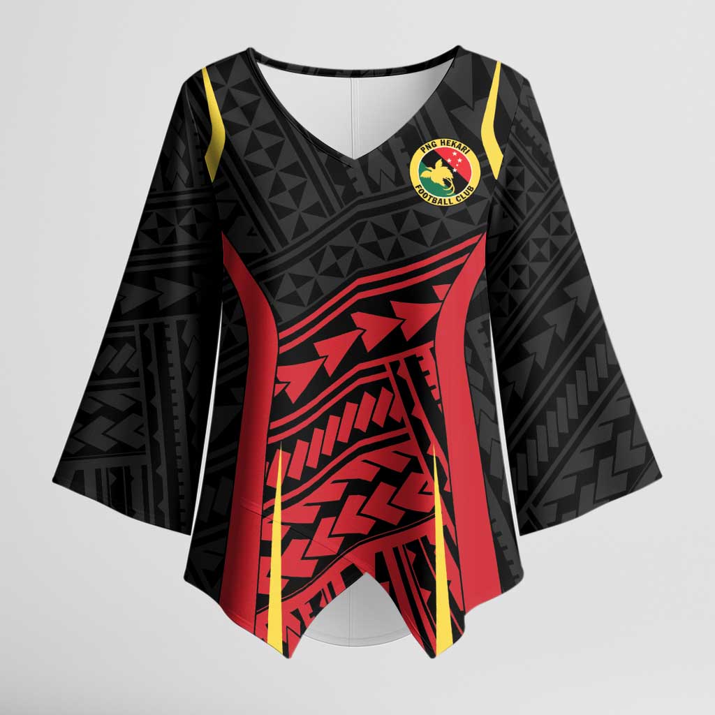 Custom Oceania Football Papua New Guinea Kimono Sleeve Blouse Polynesian Tribal Pattern LT9 Female Red - Polynesian Pride