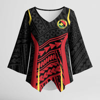 Custom Oceania Football Papua New Guinea Kimono Sleeve Blouse Polynesian Tribal Pattern LT9 Female Red - Polynesian Pride