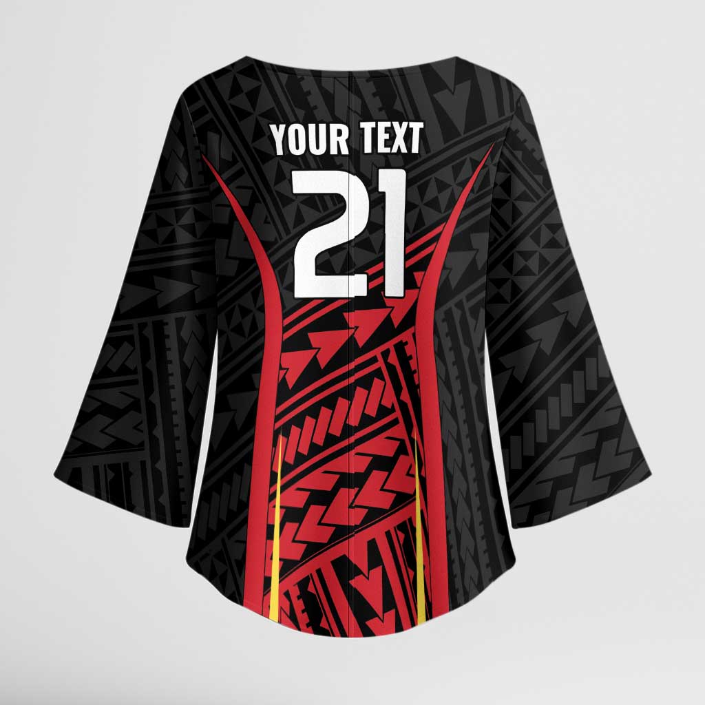 Custom Oceania Football Papua New Guinea Kimono Sleeve Blouse Polynesian Tribal Pattern LT9 - Polynesian Pride