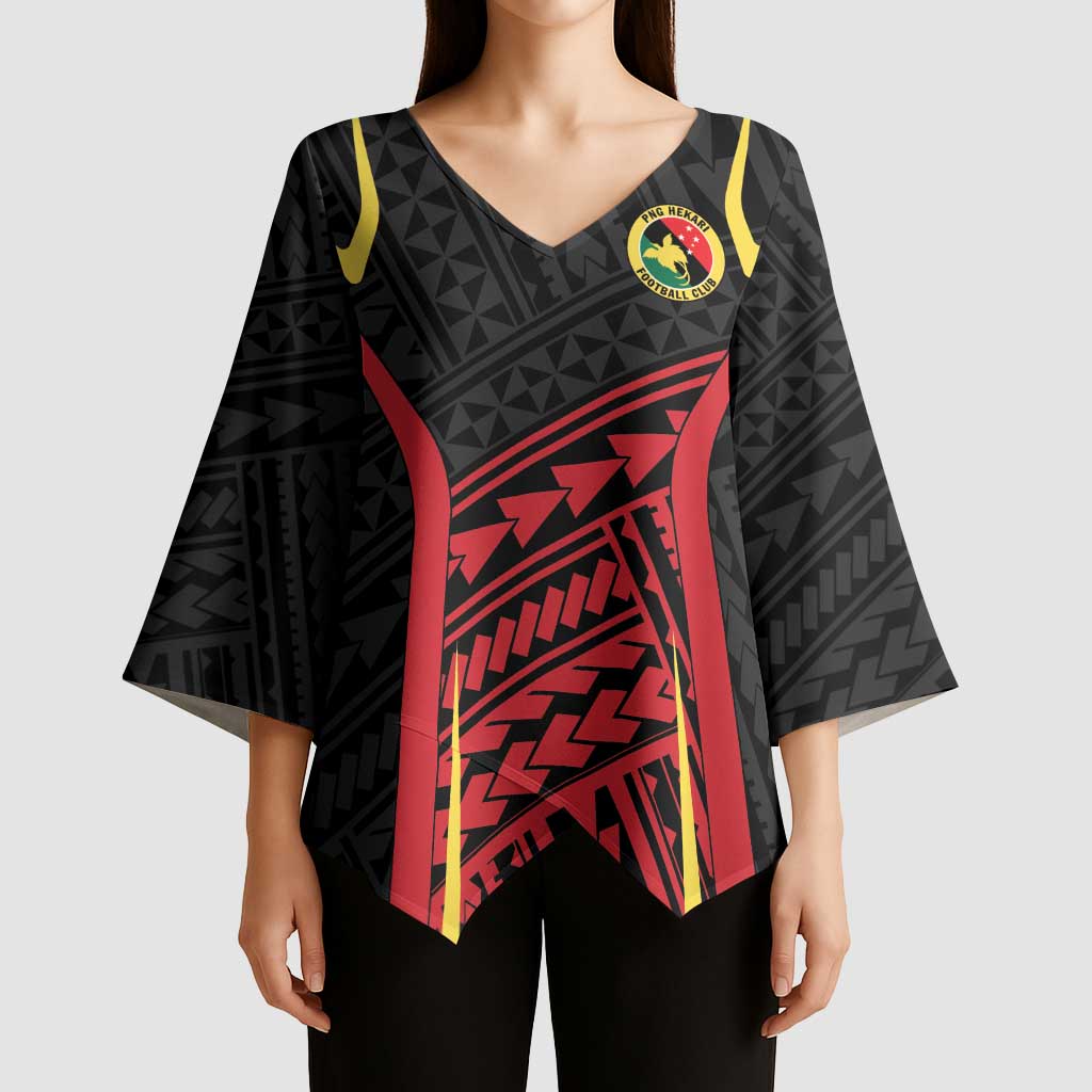 Custom Oceania Football Papua New Guinea Kimono Sleeve Blouse Polynesian Tribal Pattern LT9 - Polynesian Pride