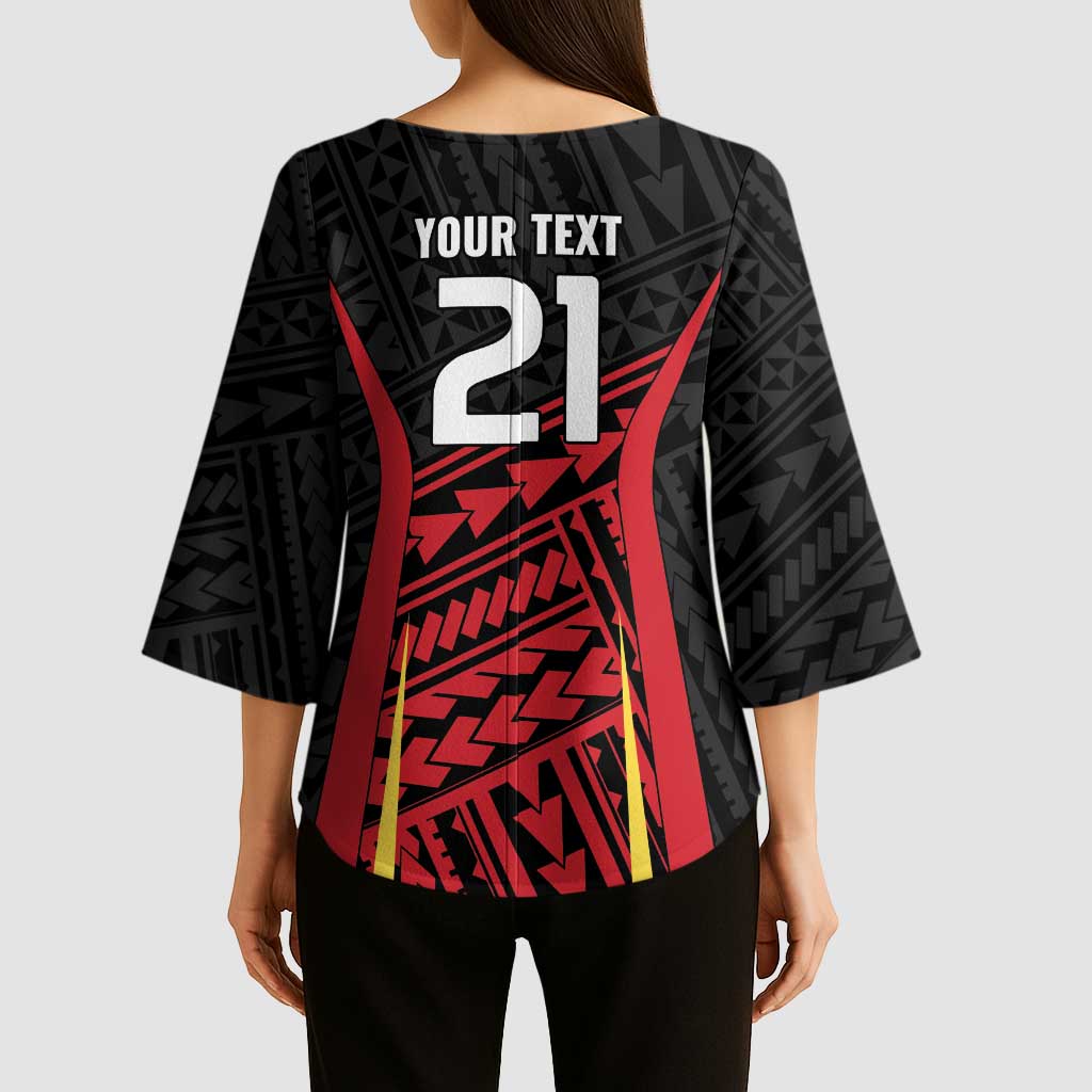 Custom Oceania Football Papua New Guinea Kimono Sleeve Blouse Polynesian Tribal Pattern LT9 - Polynesian Pride