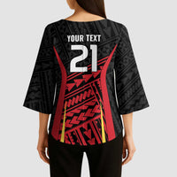 Custom Oceania Football Papua New Guinea Kimono Sleeve Blouse Polynesian Tribal Pattern LT9 - Polynesian Pride
