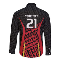 Custom Oceania Football Papua New Guinea Long Sleeve Button Shirt Polynesian Tribal Pattern