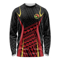 Custom Oceania Football Papua New Guinea Long Sleeve Shirt Polynesian Tribal Pattern LT9 Unisex Red - Polynesian Pride