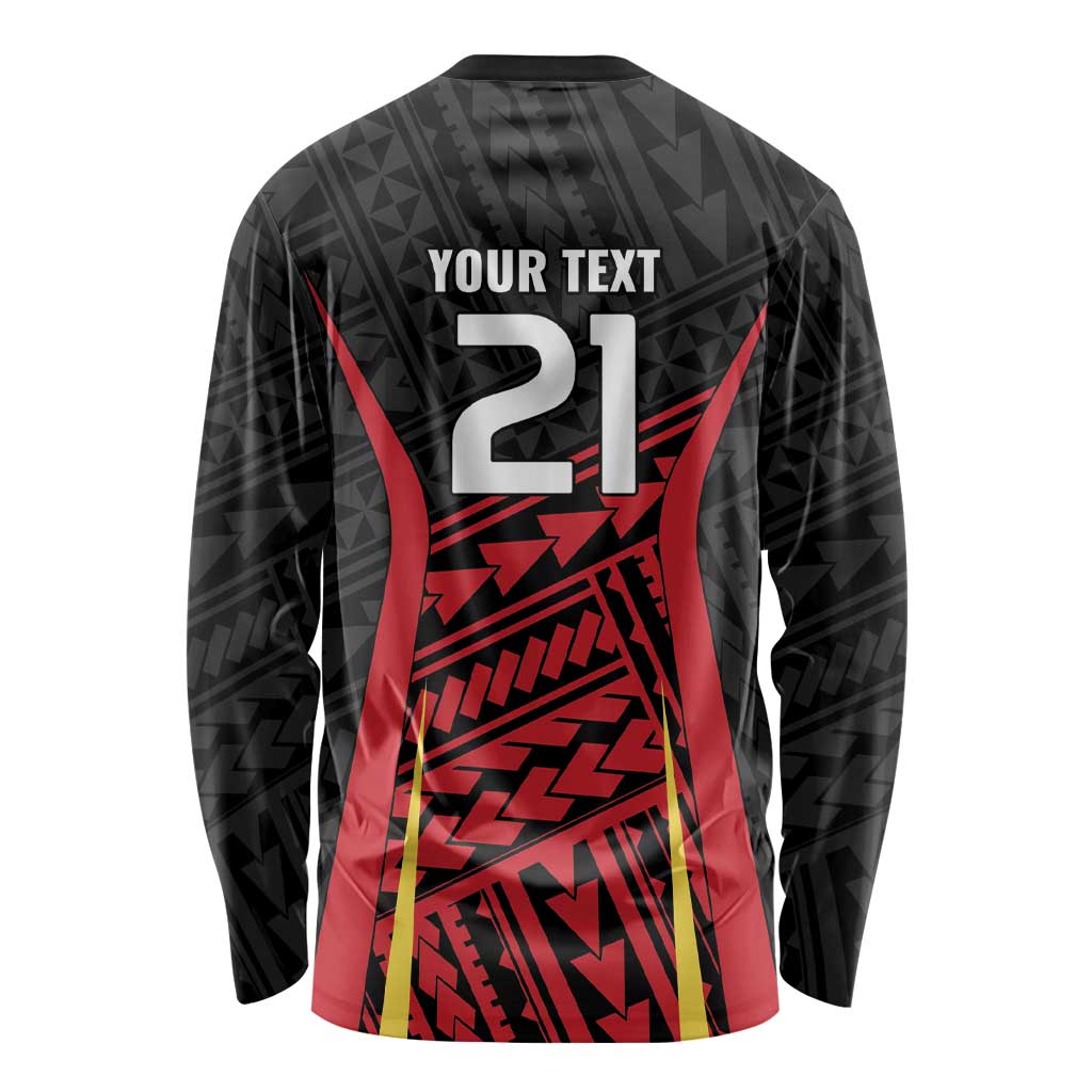 Custom Oceania Football Papua New Guinea Long Sleeve Shirt Polynesian Tribal Pattern LT9 - Polynesian Pride