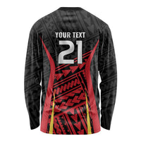 Custom Oceania Football Papua New Guinea Long Sleeve Shirt Polynesian Tribal Pattern LT9 - Polynesian Pride