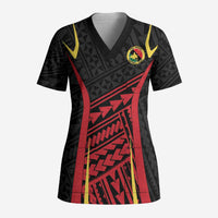 Custom Oceania Football Papua New Guinea Scrub Top Polynesian Tribal Pattern