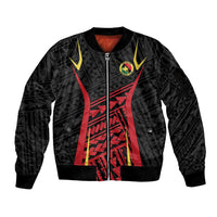 Custom Oceania Football Papua New Guinea Sleeve Zip Bomber Jacket Polynesian Tribal Pattern LT9 Unisex Red - Polynesian Pride