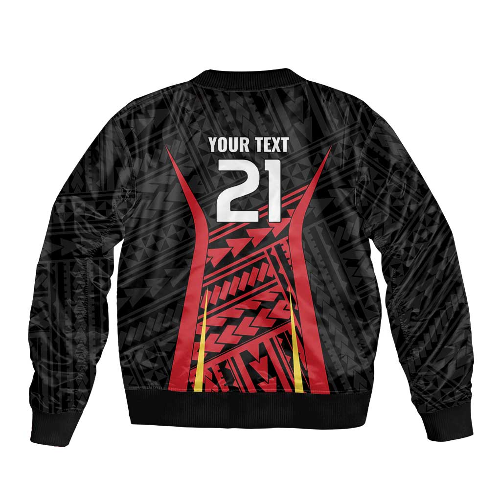Custom Oceania Football Papua New Guinea Sleeve Zip Bomber Jacket Polynesian Tribal Pattern LT9 - Polynesian Pride