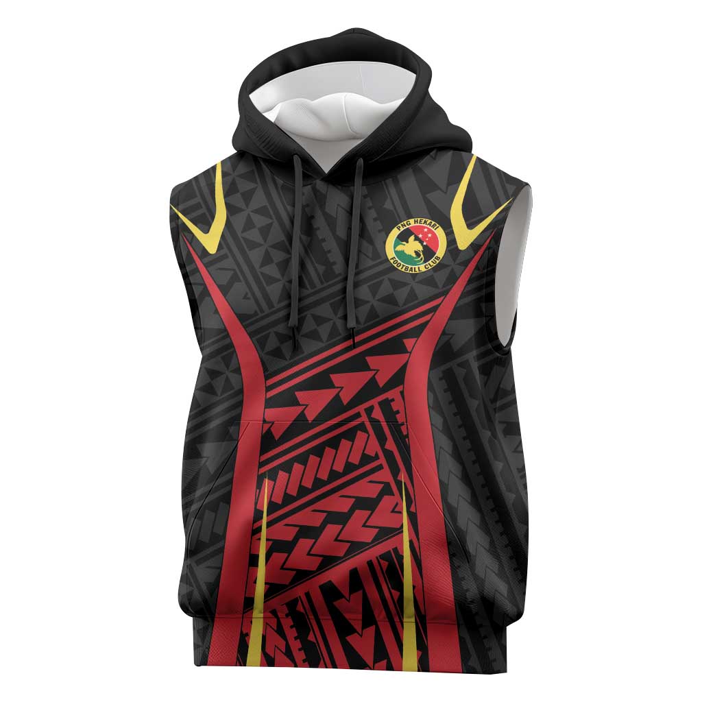 Custom Oceania Football Papua New Guinea Sleeveless Hoodie Polynesian Tribal Pattern LT9 Red - Polynesian Pride