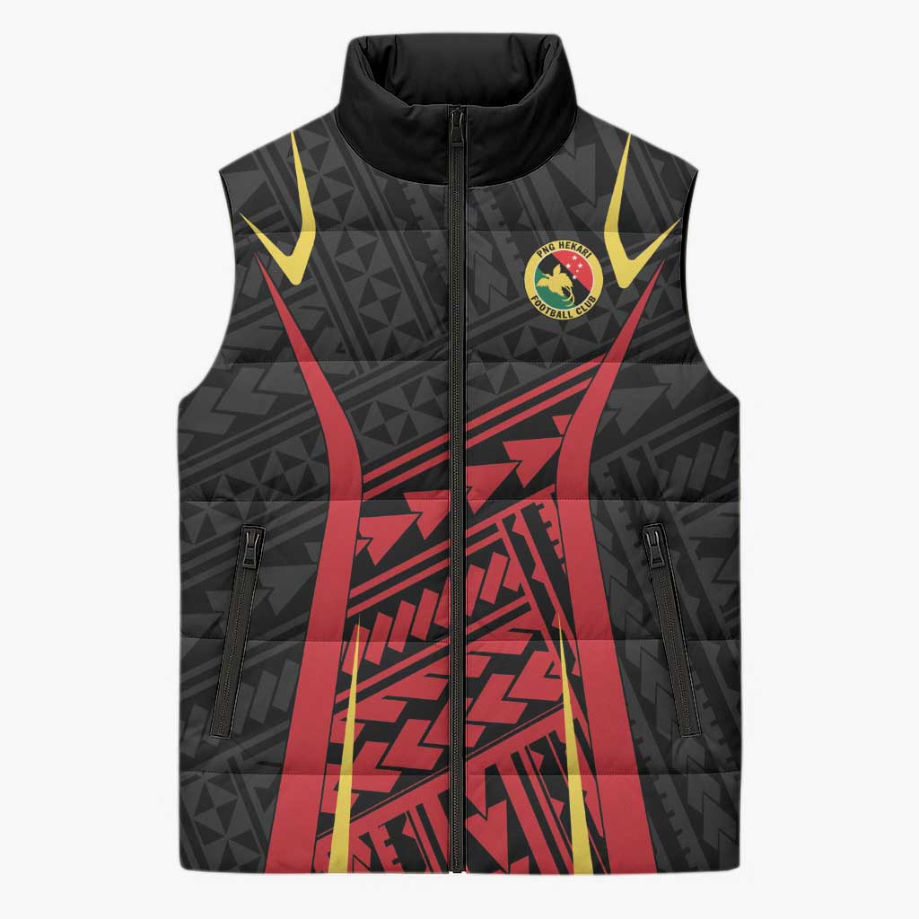 Custom Oceania Football Papua New Guinea Sleeveless Puffer Jacket Polynesian Tribal Pattern LT9 Unisex Red - Polynesian Pride