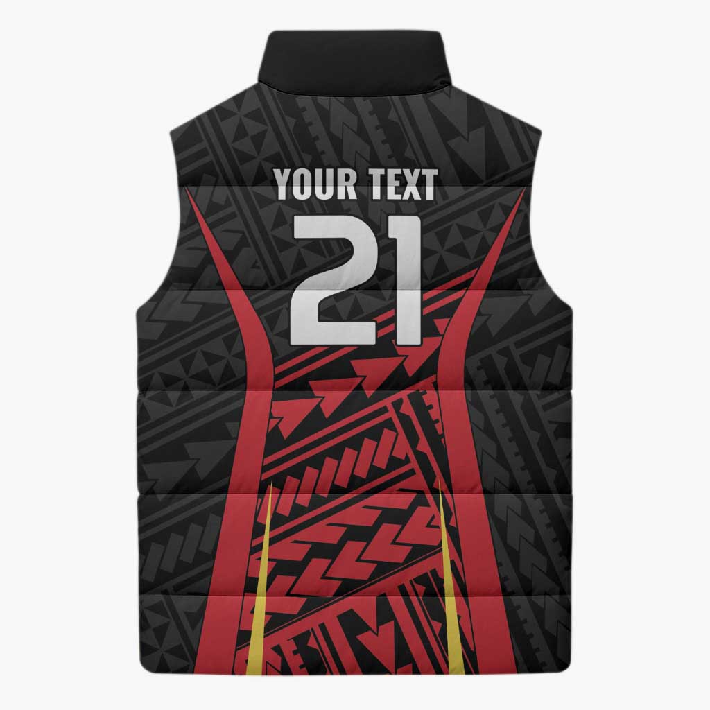 Custom Oceania Football Papua New Guinea Sleeveless Puffer Jacket Polynesian Tribal Pattern LT9 - Polynesian Pride