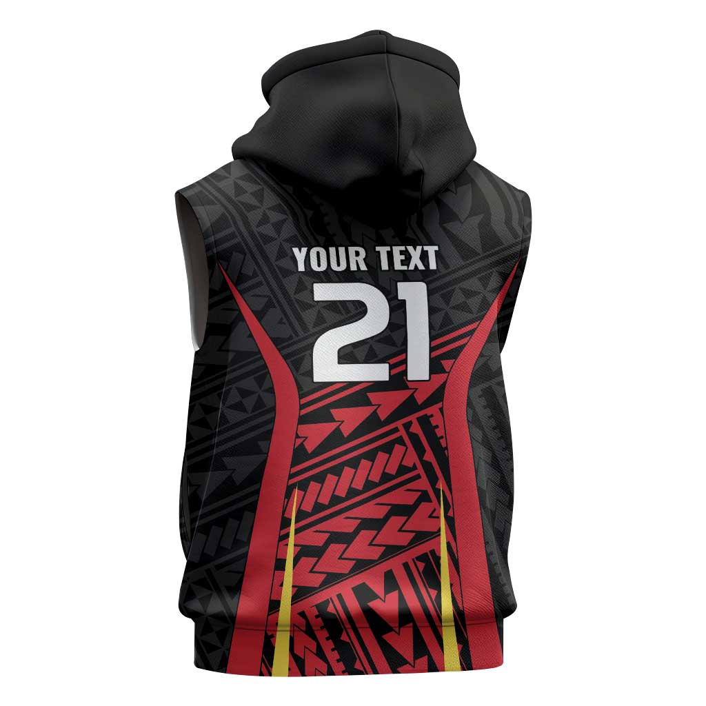 Custom Oceania Football Papua New Guinea Sleeveless Zip Hoodie Polynesian Tribal Pattern LT9 - Polynesian Pride