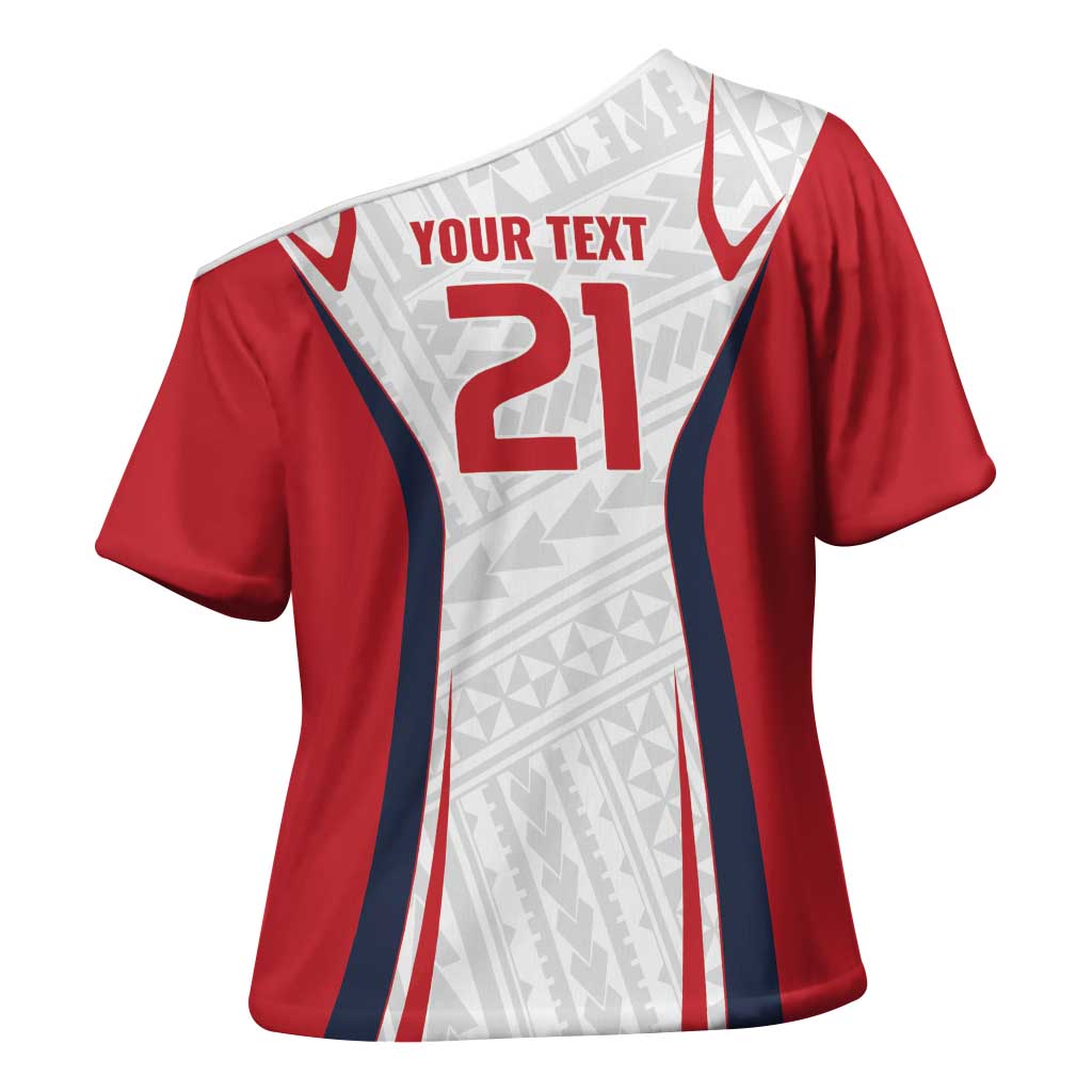 Custom Oceania Football Tahiti Cross Shoulder Shirt Polynesian Tribal Pattern LT9 - Polynesian Pride