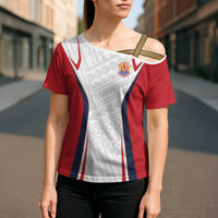 Custom Oceania Football Tahiti Cross Shoulder Shirt Polynesian Tribal Pattern LT9 - Polynesian Pride