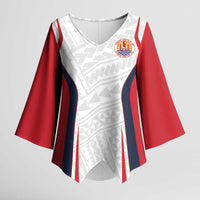 Custom Oceania Football Tahiti Kimono Sleeve Blouse Polynesian Tribal Pattern LT9 Female White - Polynesian Pride