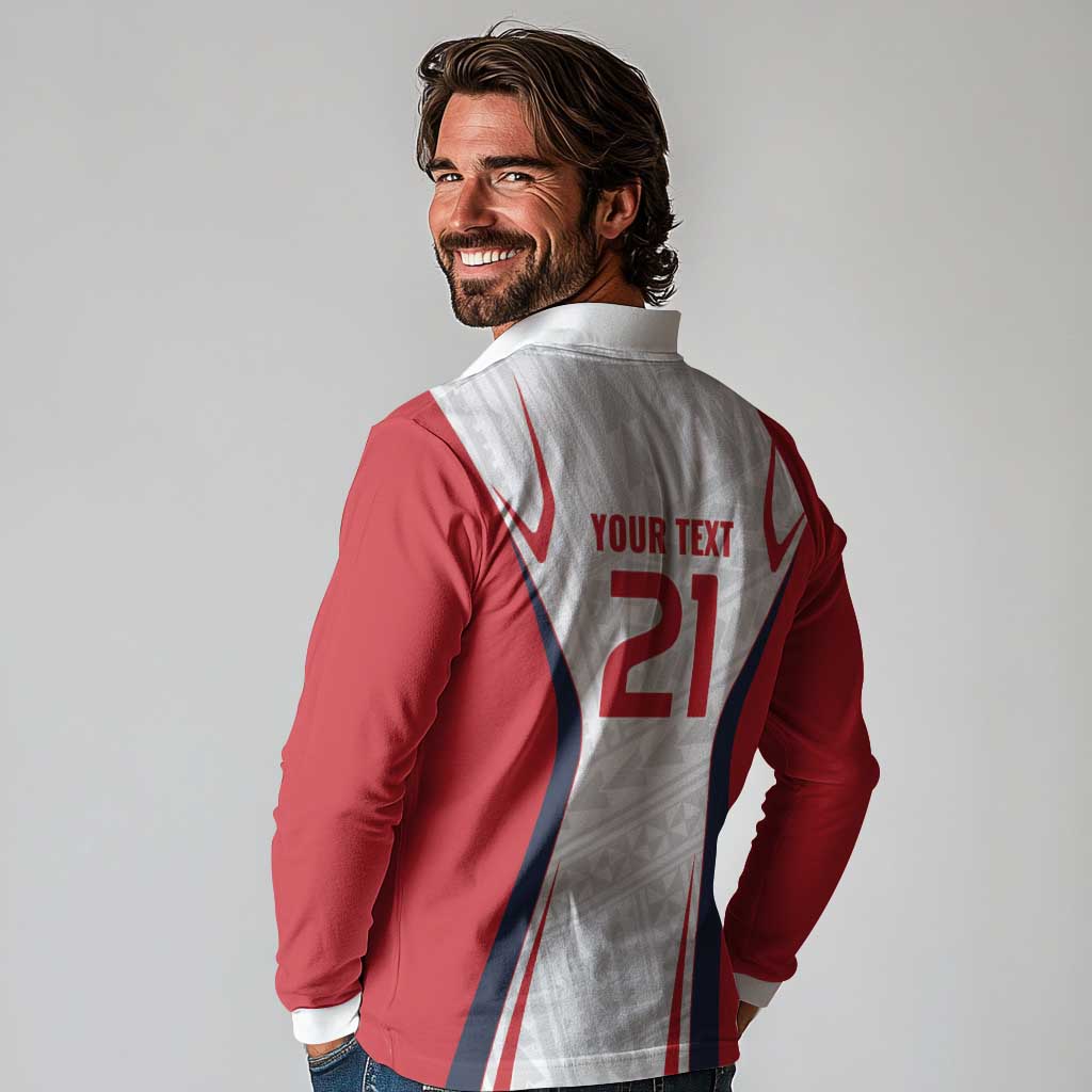 Custom Oceania Football Tahiti Long Sleeve Polo Shirt Polynesian Tribal Pattern LT9 - Polynesian Pride