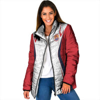 Custom Oceania Football Tahiti Padded Jacket Polynesian Tribal Pattern LT9 Women White - Polynesian Pride