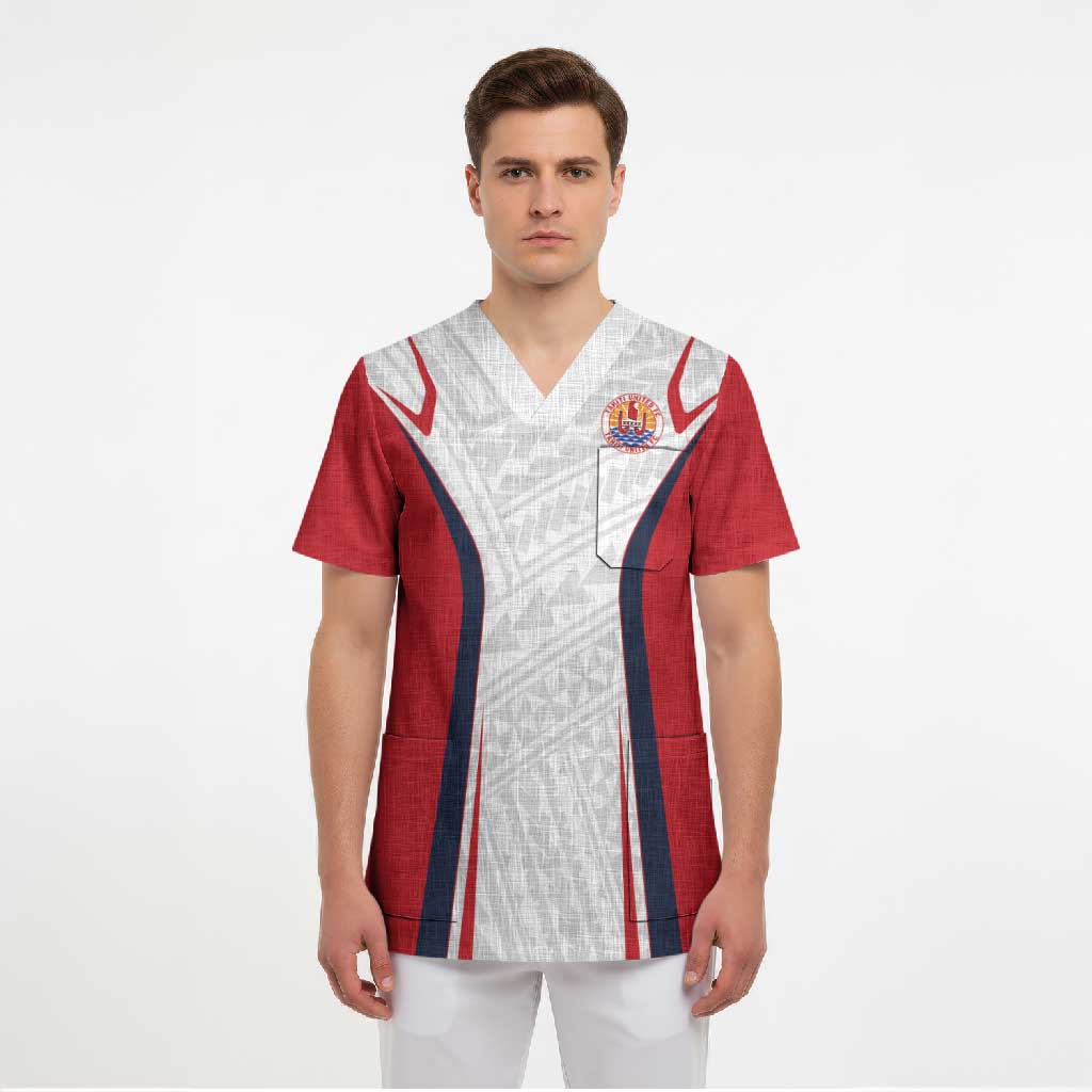 Custom Oceania Football Tahiti Scrub Top Polynesian Tribal Pattern LT9 - Polynesian Pride