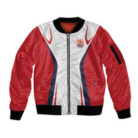 Custom Oceania Football Tahiti Sleeve Zip Bomber Jacket Polynesian Tribal Pattern LT9 Unisex White - Polynesian Pride