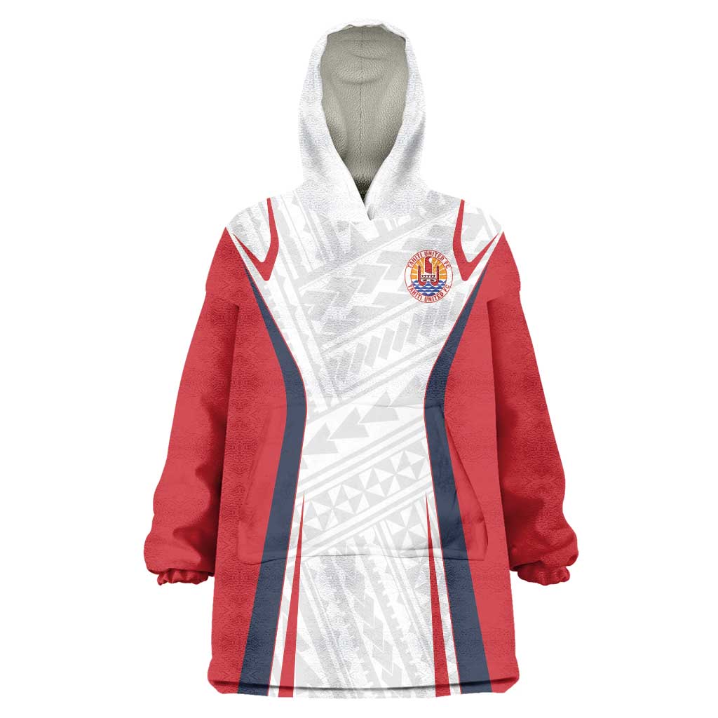 Custom Oceania Football Tahiti Wearable Blanket Hoodie Polynesian Tribal Pattern LT9 One Size White - Polynesian Pride