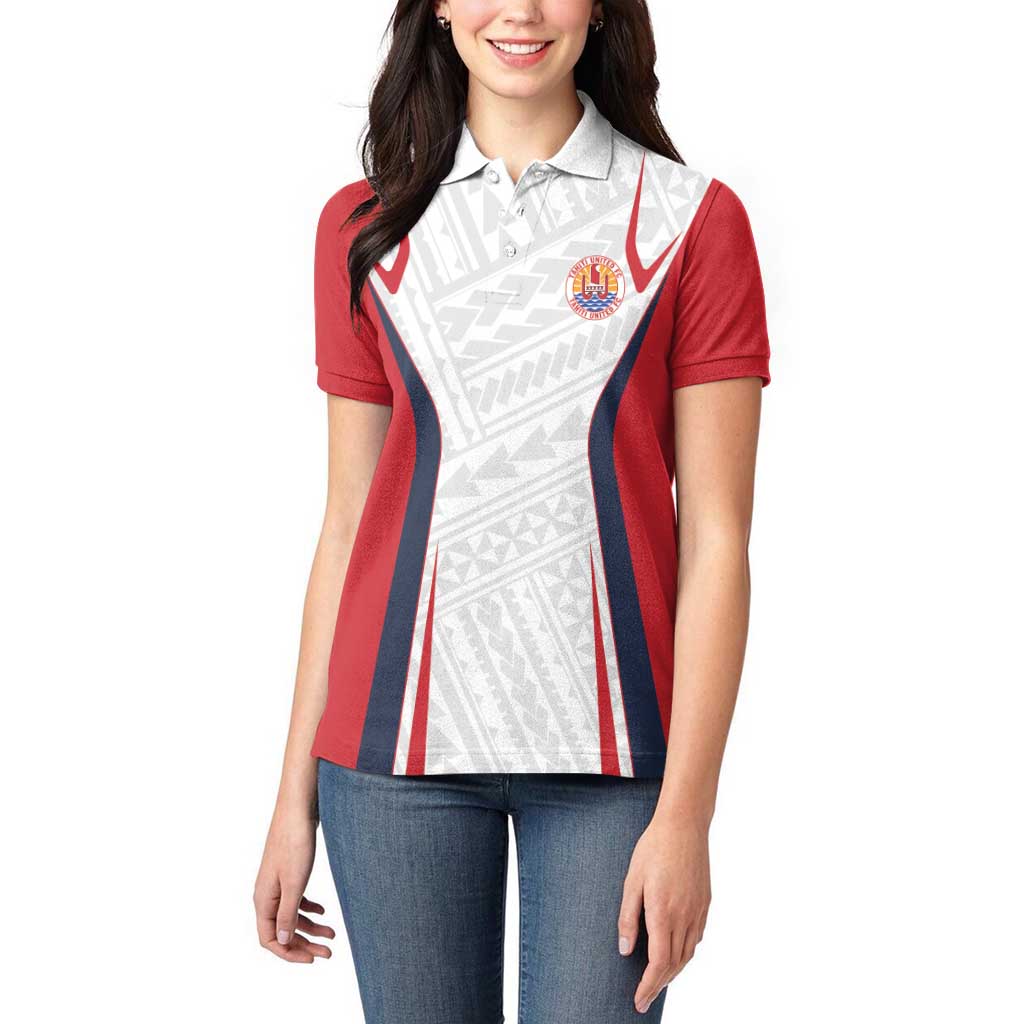 Custom Oceania Football Tahiti Women Polo Shirt Polynesian Tribal Pattern