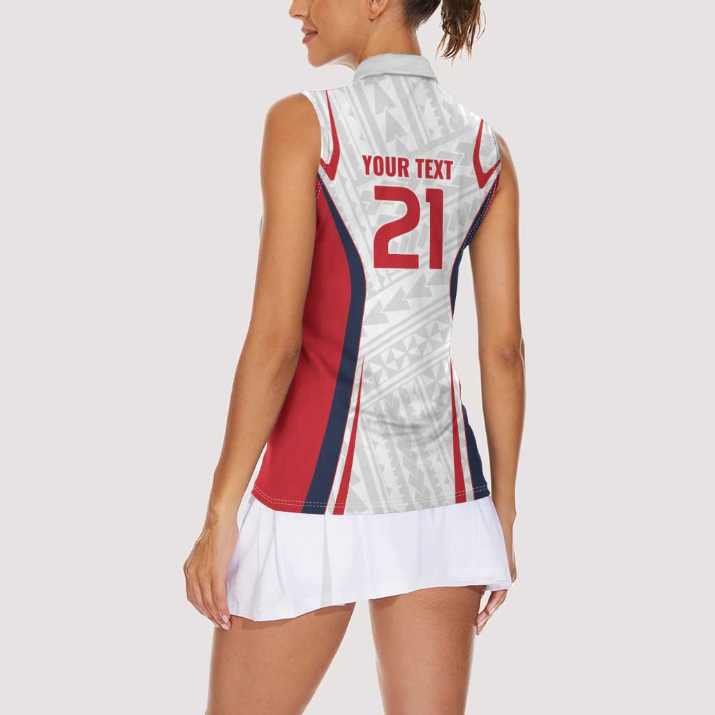 Custom Oceania Football Tahiti Women Sleeveless Polo Shirt Polynesian Tribal Pattern