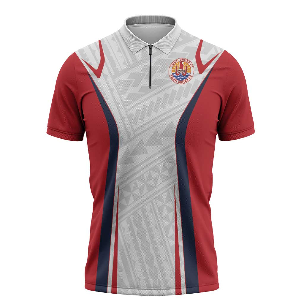 Custom Oceania Football Tahiti Zipper Polo Shirt Polynesian Tribal Pattern LT9 White - Polynesian Pride